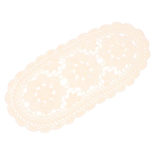 TOVINANNA Mantel de Algodón Ganchillo Rústico de Mesa Decorativo con Encaje Vintage Funda Creativa para Fiestas y Hogar Color Beige