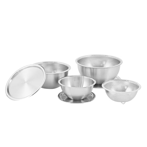 Set Juego de 3 Tazones de Acero Inoxidable con Coladores y Tapas miniatura 1
