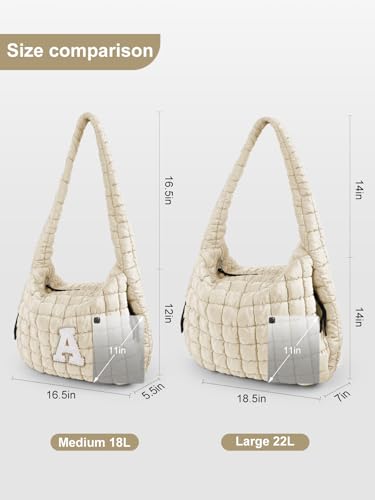 Image of Puffer Tote Bag for Women initial Tote Bag Quilted Large Carryall Bag Puffy Cross-body Bag Hobo Handbags
