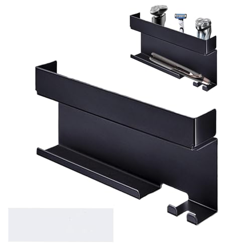 Organizador de herramientas de estilo, soporte para el secador de cabello montado en la pared - Soporte de hierro de doble,Adhesivo de accesorios de estilos de curling de baño para dormitorio, barber