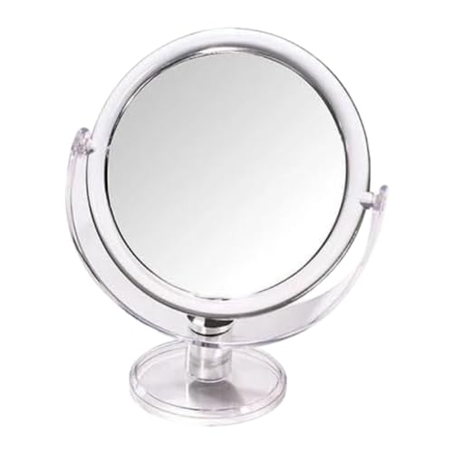 Espelho De Mesa Com Suporte Acrílico Para Maquiagem Dupla Face Giratório 360º Com Zoom 2X Transparen