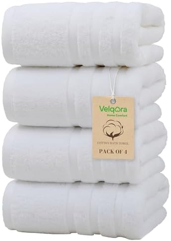 Bath Towels 4 Pack, Large 30 x 60 Inches, 100% Cotton Towels, Sof...