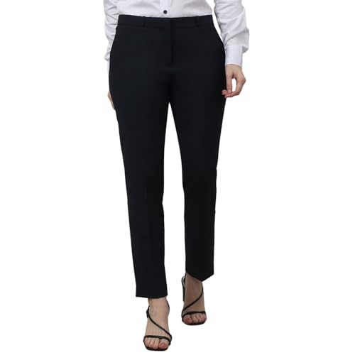 Image of Cantabil Solid Non Pleated Regular Fit Mid Rise Formal Trouser for Women | Formal Pants for Women | Formal Wear Regular Fit Trouser for Women (P LTRF00005)