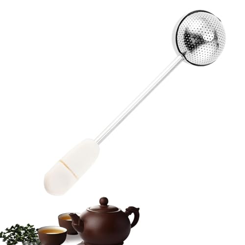 Stainless Steel Tea Infuser Basket - Long Handled Loose Leaf Strainer, Diffuser Ball Accessory, Kitchen Brewing Tool, Fine Mesh Steeper | Any Teapot Compatibility Tea Drinkers Daily Brewing