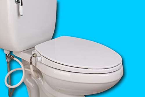 GenieBidet STEALTH Elongated Bidet Seat | Self Cleaning Dual Nozzles + Rear & Feminine Cleaning | No wiring required. Easy 20 minute install | Hybrid T with ON OFF Included! [Travel Bidet Included]