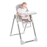 Suleno - LOVIS Hochstuhl Baby & Kleinkinder, verstellbare Fußstütze & Tablett, Sicherheitsgurt & Rutschstopper, Liegefunktion, Stone Grey
