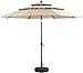 YRRA Neue 10 FT 3 Tiere Terrasse Regenschirm Outdoor Tisch Regenschirm mit 8 robusten Rippen Gartenschatten Regenschirm Markt Regenschirm mit Lüftung und Tilt & Kurbel für Strandhof-Beige