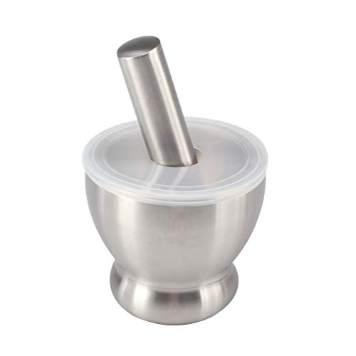 Image of HARIVAR Kitchen Food Tools Stainless Steel Manual Garlic Spice Tamping Rammer Mortar Pestle Mill Grinder Crushing Bowl Stainless Steel Mortar and Pestle Manually Grind Spices Garlic Press Nut Set