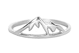 Pura Vida Sierra Silver Plated Ring - Mountain Design.925 Sterling Silver Band - Size 8