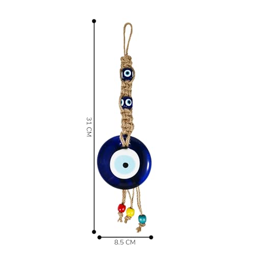 Image of Handmade Evil Eye Hanging with Beads for Home Shop Office for Gool Liuck and Prosperity (3BMR Blue)