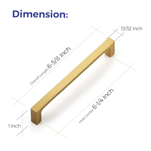 Image of Ravinte Brushed Gold Kitchen Cabinet Solid Handles,6-1 /4 Inch,5 Pack