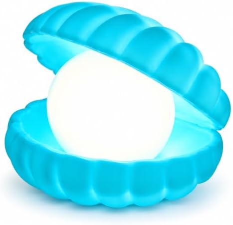 MeeTo Beach Themed Pearl Shell Lamp, Bedside LED Ocean Nightlight Mermaid Fairy Clamshell Portable Lights for Bar, Home Decoration, Birthday, Christmas Gift, Desk Ornament, Random Color, Pc1