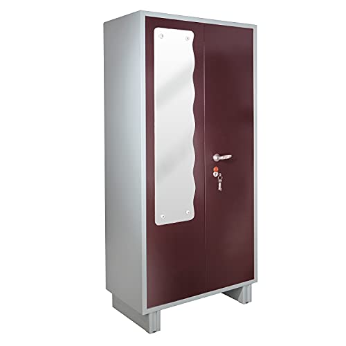 Image of Laxmi KAPAT Metal Wardrobe | 2 Door Large Almirah Cupboard with Locking System | (Powder Coated - Brown 78 X 36 X 19 Inch)