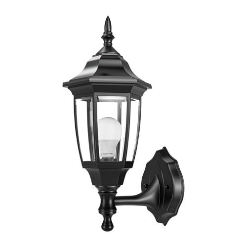 EMART Outdoor Porch Light，Exterior Waterproof Wall Light Fixtures, Special Handling Anti-Corrosion Plastic Material, Wall Mount Lantern for Backyard, Garage, Front Porch -Black(Bulb Included),1 Pack