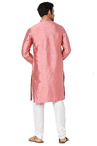In-Sattva Men's Vertical Pleat Embroidered Banded Collar and Placket Kurta Tunic4