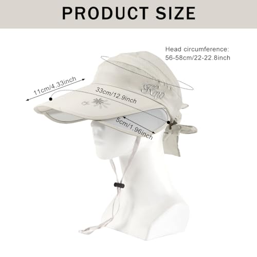 Image of SANNIDHI Summer Caps for Women Wide Brim Visor Sun Hats for Women, Golf Cap with Retractable Side Brim for UV Protection, Breathable Quick Drying Outdoor Hat for Tennis Biking