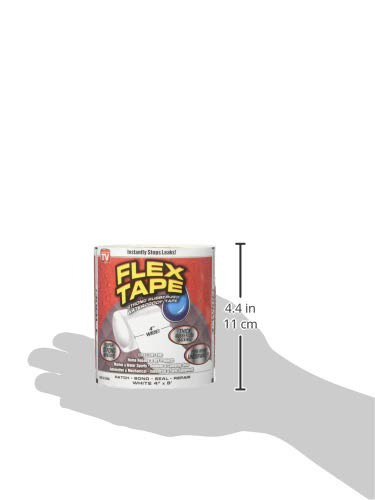 Flex Tape, 4 in x 5 ft, 2-Pack, White, Original Thick Flexible Rubberized Waterproof Tape - Seal and Patch Leaks, Works Underwater, Indoor Outdoor Projects - Home RV Roof Plumbing and Pool Repairs