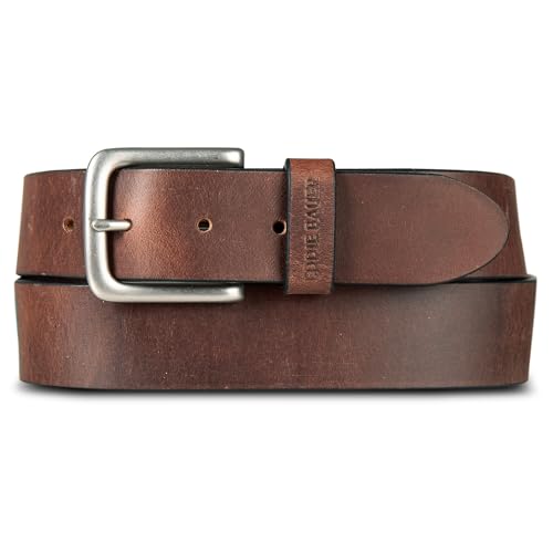 Eddie Bauer Bridle Leather Belt with Antique Nickel Buckle - BROWN - L