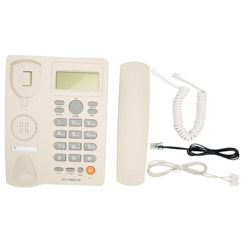 Teléfono fijo con cable y identificador de llamadas blanco miniatura 1