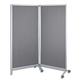 couleur : gris 2 cloisons mobiles pieds à roulettes, cadre acier teinte alu, panneau gris 76x170x2cm