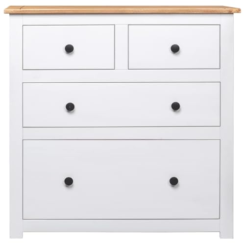 Aparador de madera maciza de pino estilo Panama con 4 cajones blanco 5