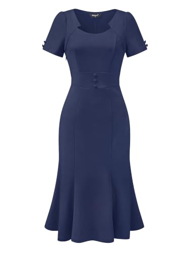 Image of Allegra K Vintage 50s Dress for Women's Retro Cocktail Work Mermaid Midi Dress