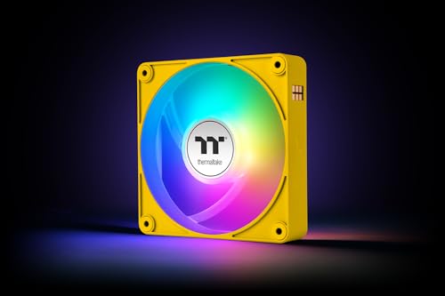 Thermaltake CT120 EX ARGB Sync|120mm|Pack de 3|Connexion en série magnétique MagForce 2.0|PWM 500-2000 TR/Min|9 LED adressables|Synchronisation Carte mère 5V|Roulement hydraulique|Bumblebee (Jaune)