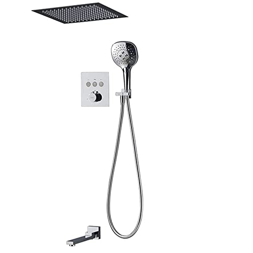 Kit de douche chromé thermostatique encastré avec mitigeur B - 2