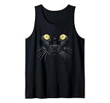 Black Cat Shirt Yellow Eyes Kitty Kitten Cat Face Tank Top