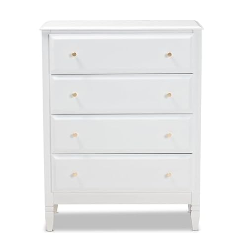 Bowery Hill Transitional 4-Drawer Soild Wood Bedroom Chest In White #TOP3