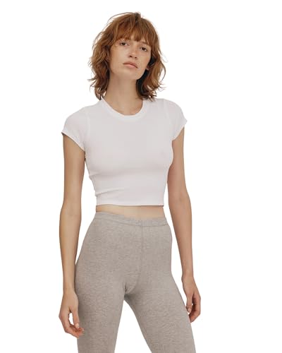 Organic Basics Women's Core Cotton Short Sleeve Baby Tee, WhiteXX-Small