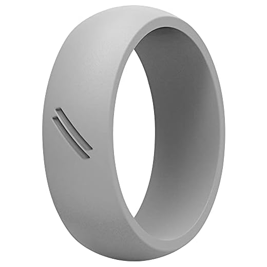 Anel de casamento de silicone ThunderFit para homens, aliança de casamento de borracha – Largura 8,7 mm – Espessura 2,5 mm, Light Grey, 7.5 - 8 (18.2mm)