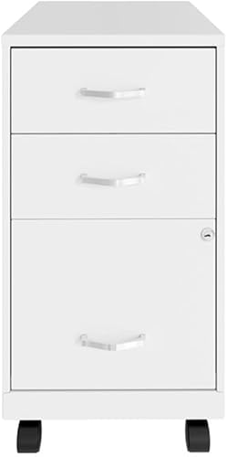 Miniatura 3 de Pemberly Row Gabinete de archivo móvil de metal moderno de 18 pulgadas con 3 cajones en blanco
