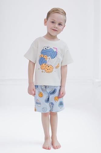 Image of Sesame Street Waffle Knit T-Shirt and Shorts Outfit Set Newborn to Little Kid Sizes (0-3 Months - 5)