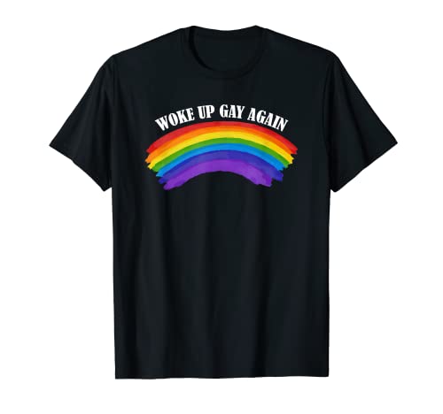 Retro Woke Up Gay Again Rainbow LGBTQ Trans Pride T-Shirt