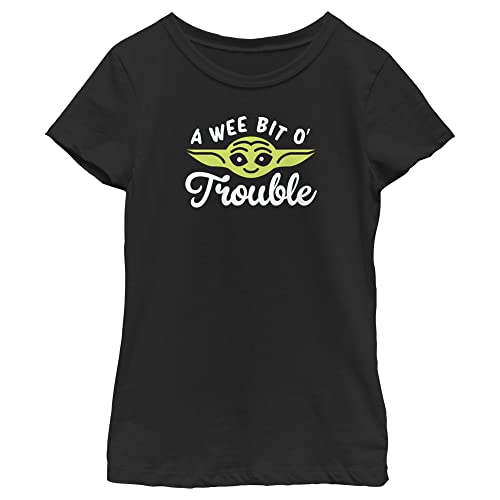 The Mandalorian Girl's Star Wars St. Patrick's Day Grogu A Wee Bit O' Trouble T-Shirt