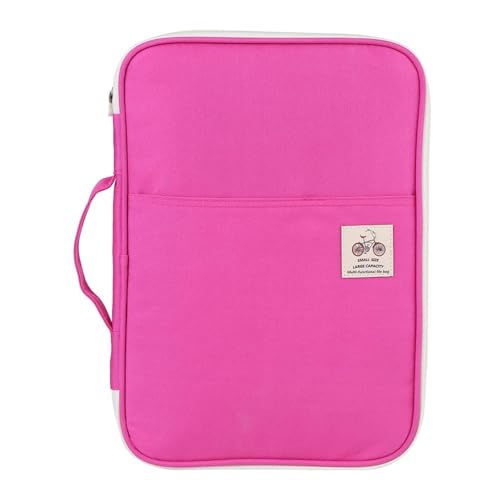 Sac de rangement de documents A4 rose avec fermeture éclair pour bureau