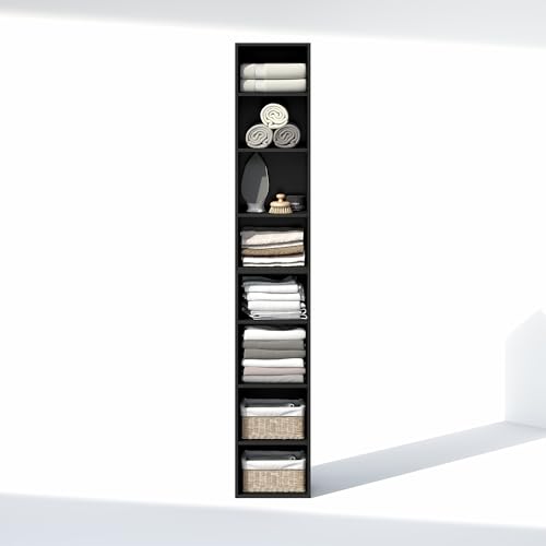 Image of Furinno PASIR 8-Tier Closet Organizers and Storage, Open Shelf, Storage Organizer, 12-Inch Width, for Closet, Bedroom, Blackwood
