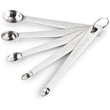 New Star Foodservice 42924 Stainless Steel Mini Measuring Spoons Set, 5-Piece Small Metal Measuring Spoon Set for Spices, Baking, Cooking, Dash, Pinch, Smidgen, Drop, Tad, Silver