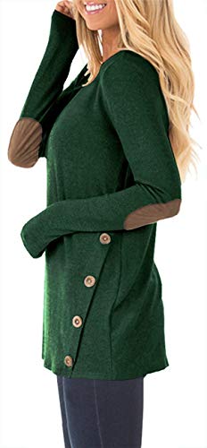 HARHAY 2023 Women's Long Sleeve Faux Suede Casual Blouse Tunic Shirt Tops Army Green XL - Thumbnail 3