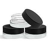 [450pcs] 7ml Low Profile Thick Glass Containers with Black Lids - Concentrate Jars for Oil, Lip Balm, Wax, Cosmetics