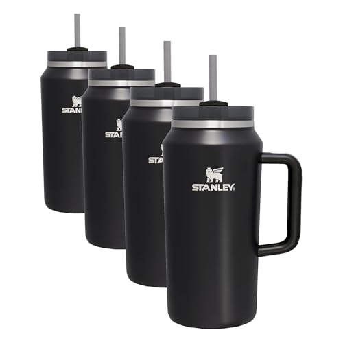 Image of STANLEY Quencher H2.0 Tumbler with Handle & Straw 64 oz, Flowstate 3-Position Lid, Large Capacity for Travel & Sports, Insulated Stainless Steel Cup, BPA-Free, Black Glow (Pack of 4)