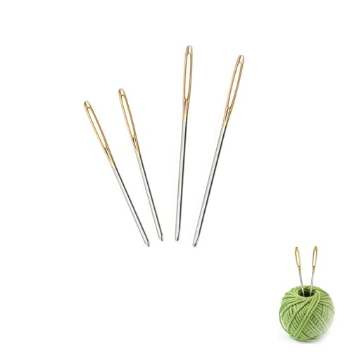 Shirene Großem Öhr Sticknadeln Stumpfe,4 Pcs Stumpfe Handnähnadeln mit Großem Öhr,Ideal zum Vernähen von Strickwaren,zum Stopfen,Stricken,Basteln und Sticken (2 Größe)
