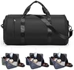 Garment Duffle Bag for Travel Convertible Carry on Garment Bag for Women Men Waterproof Garment Bag with Shoes Compartment 2 in 1 Suit Travel Duffle Bag with Shoulder Strap,Black