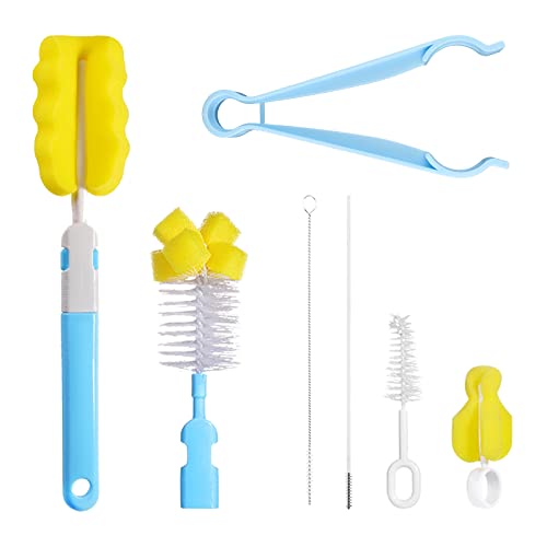 Flaschenbürste Baby Flaschenreiniger Bürste Flaschenbürsten Flaschen Brush Baby Bottle Brushes Sponge mit Schnullerbürste mit Schlauchbürste Reinigungsbürste für Schnuller Strohhalme Flaschen