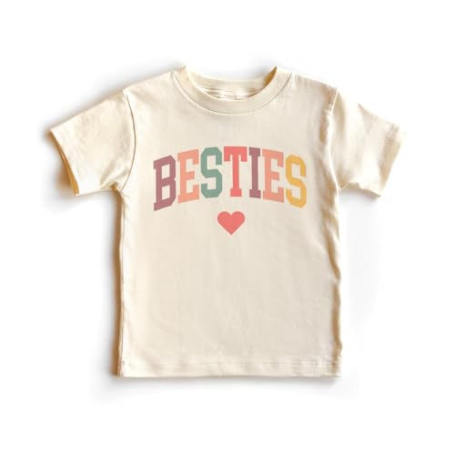 Besties Heart Kids Toddler Shirt - Best Friends BFF's Colorful Matching Twin Bestie Tshirts - Cute Girls & Boys Natural Toddler Youth Graphic Tee2