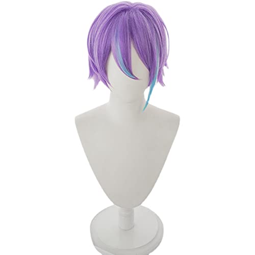 osseoca Cosplay wig Purple &blue pick color 30cm Halloween Carnival Comic