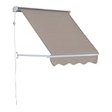 Outsunny Fenstermarkise Sonnenschutz Balkonmarkise mit Faltarm Seilzug, Aluminium+Polyester, Grau/Beige, 120x70cm