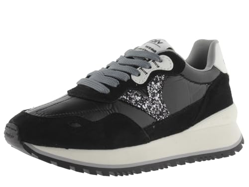 victoria Basket Viento Nylon Metalizado & Logotipo Glitter & Piezas Serraje Al Tono & Suela Dentada 1157102 para Mujer Negro 38