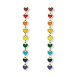 Ymimanchil Rainbow Earrings for Women Pride Earrings Rainbow Heart Dangle Earrings Gay Accessories Gifts